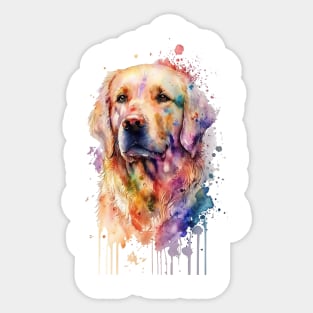 Pet Dog Portrait, Dog Owner Gift Idea Cute Golden Retriever Watercolor Sticker